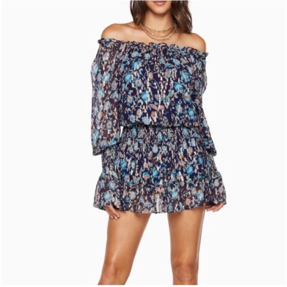 Ramy Brook Willow Mini Dress Women M Navy Floral Boho Romantic Feminine Cocktail